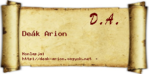 Deák Arion névjegykártya